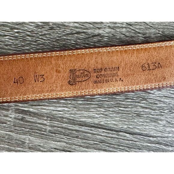 Justin Top Grain Cowhide Light Tan Made In USA 613A Unisex Western Belt - Picture 3 of 9